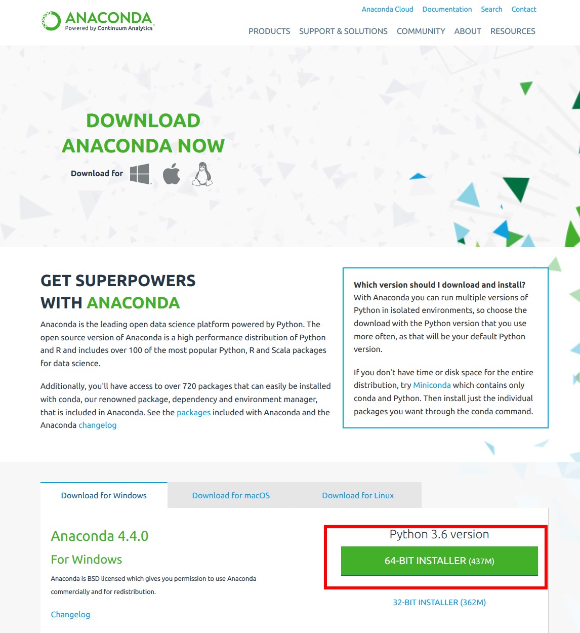 Anaconda下载页面